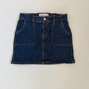 Abercrombie Kids Dark Wash Denim Mini Skirt with Adjustable Waist Size 7/8